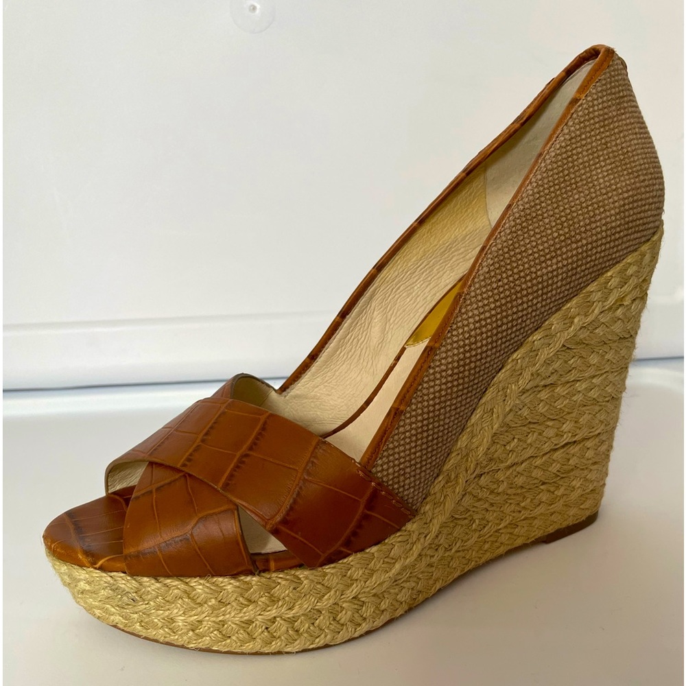 MICHAEL Michael Kors Crisscross Leather Espadrille Sandals, Size 10